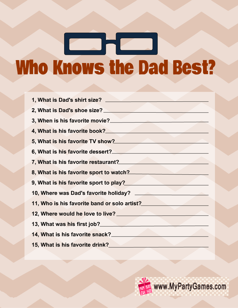 Who Knows Daddy Best Game How Well You Know Daddy Quiz Would 