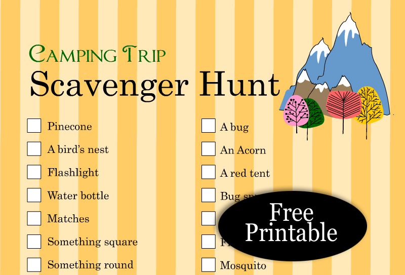 7 Free Printable Camping Scavenger Hunt Games