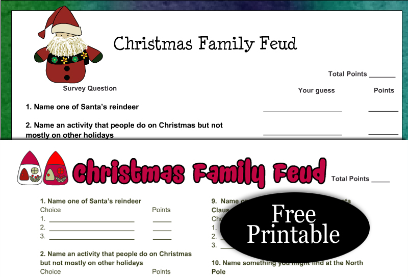 Free Printable Christmas Family Feud Game