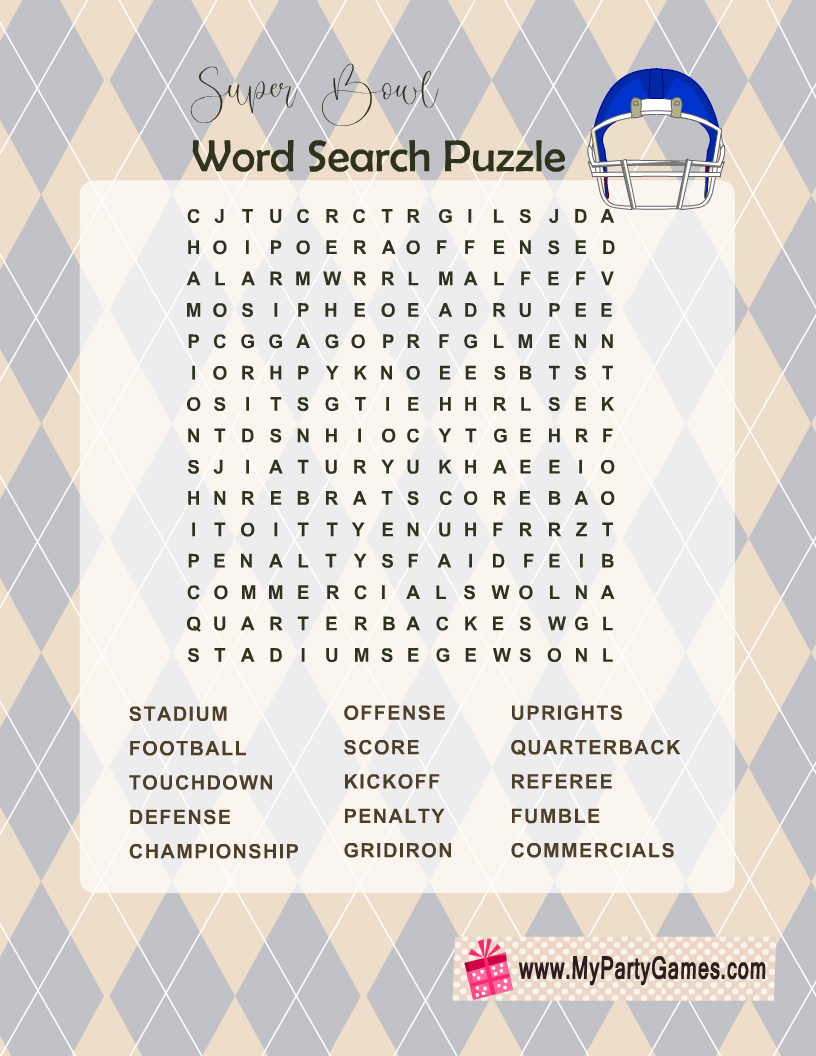 Free Printable Super Bowl Word Search Puzzle