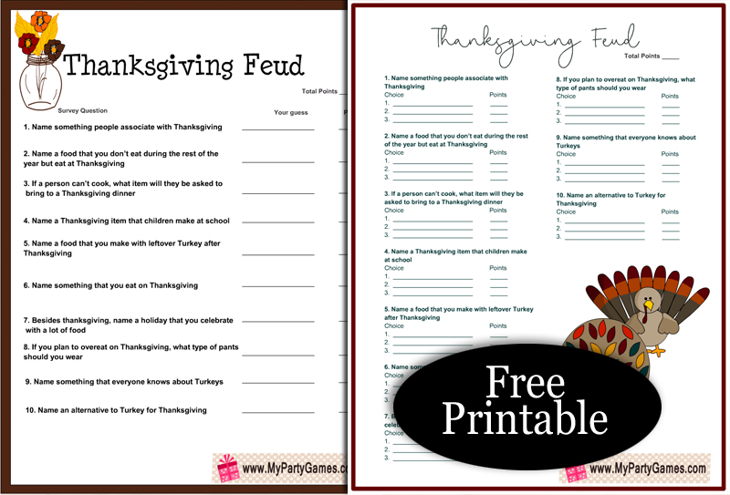 Thanksgiving Fast Answers Game - The Fun Quick Thinking Family Party Game