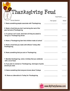 Free Printable Thanksgiving Family Feud Game