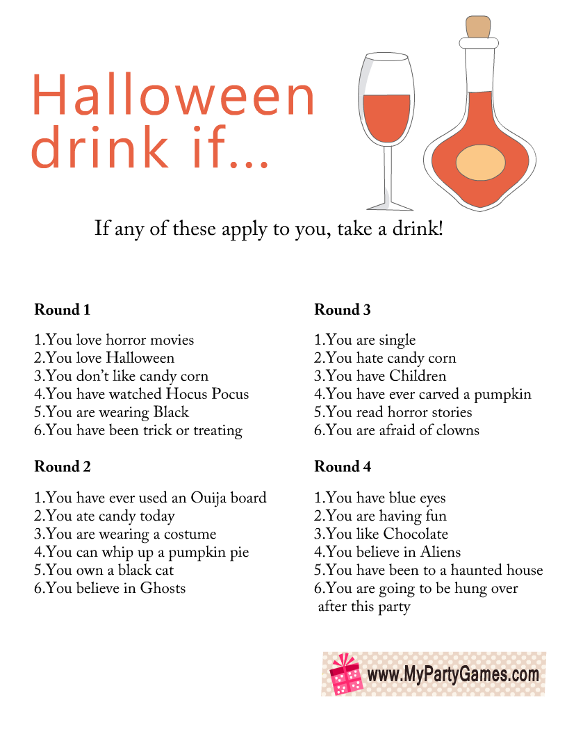 Free Printable Halloween Drink If Game