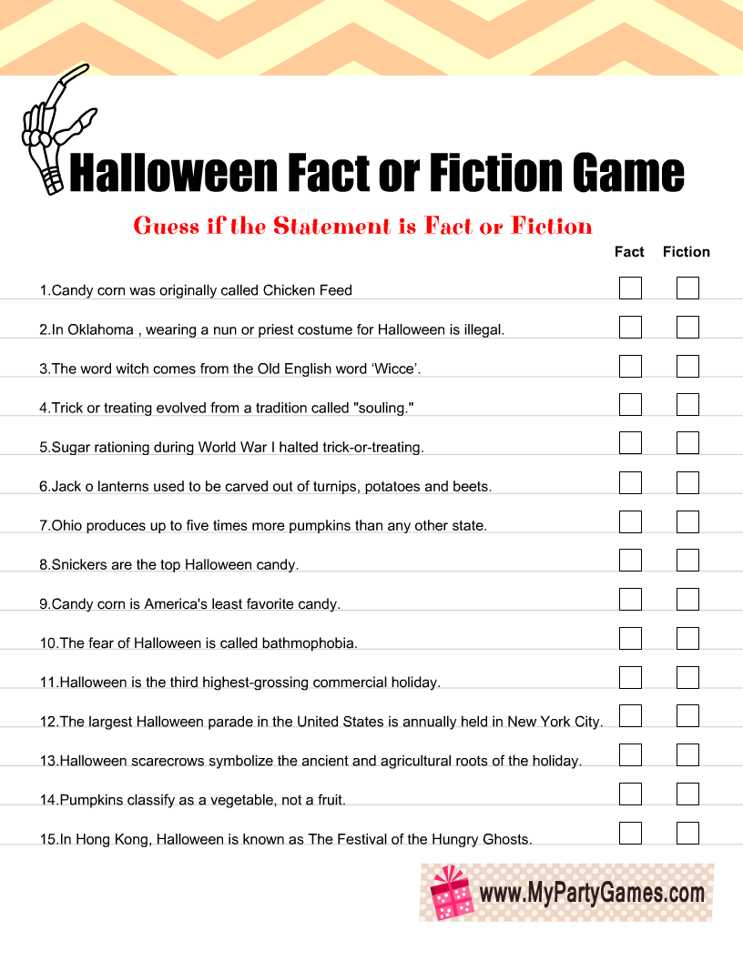 Fact Or Fiction Trivia Printable