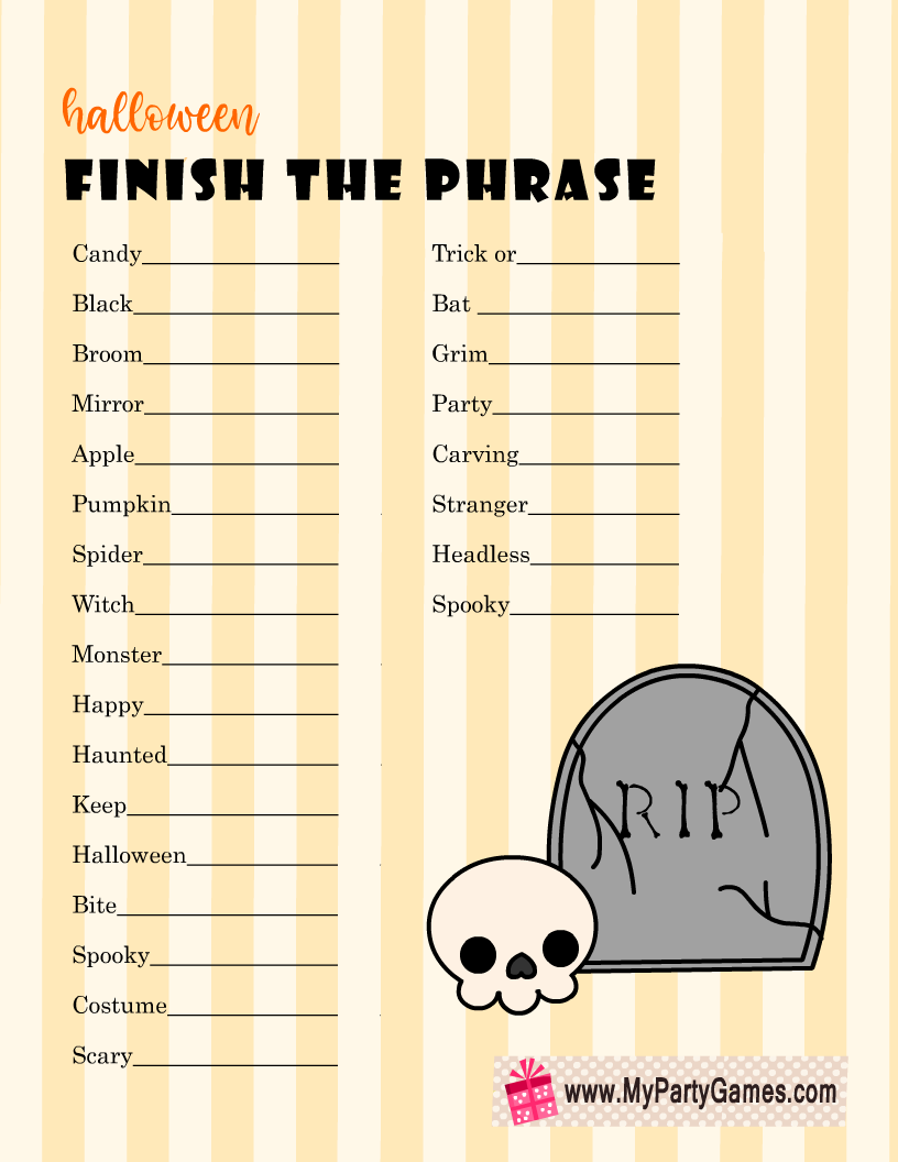 Free Printable Halloween Finish the Phrase Game