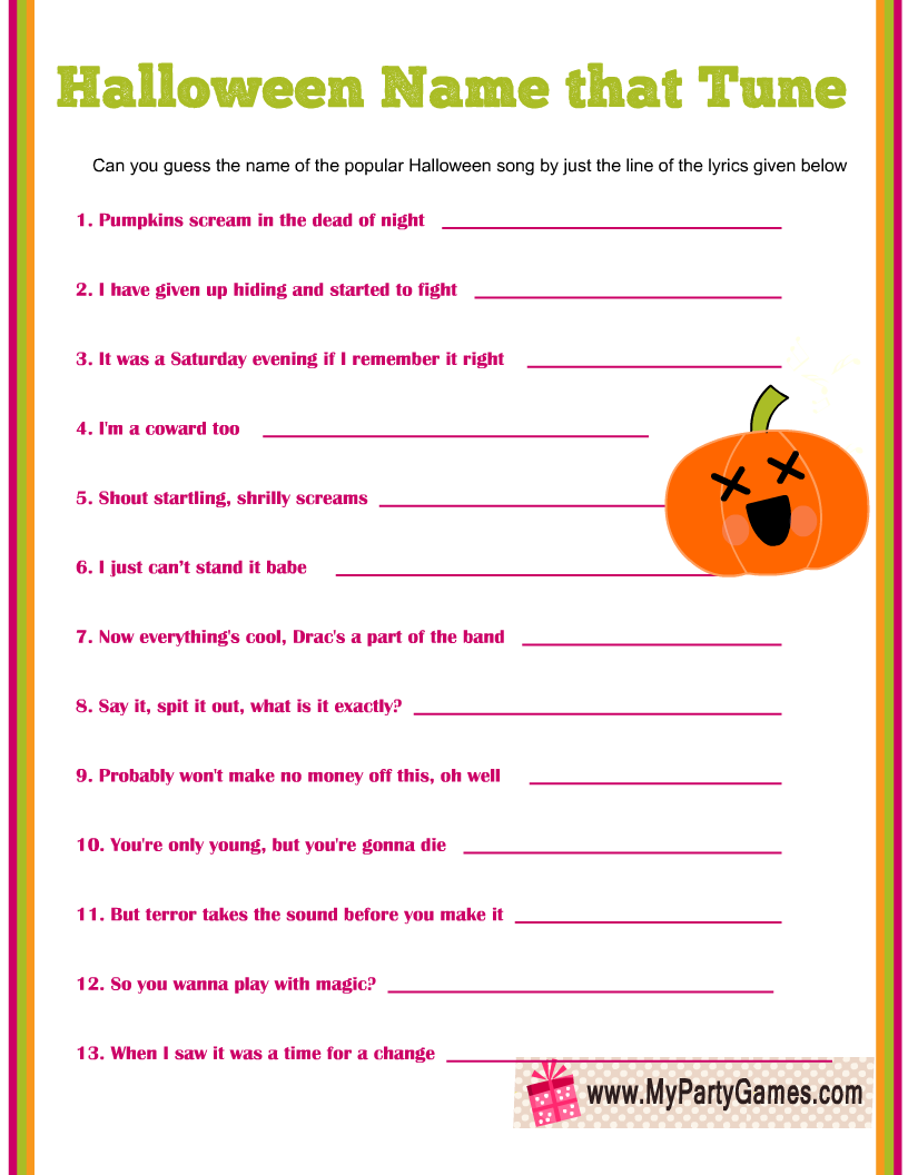 Free Printable Halloween Name That Tune Game