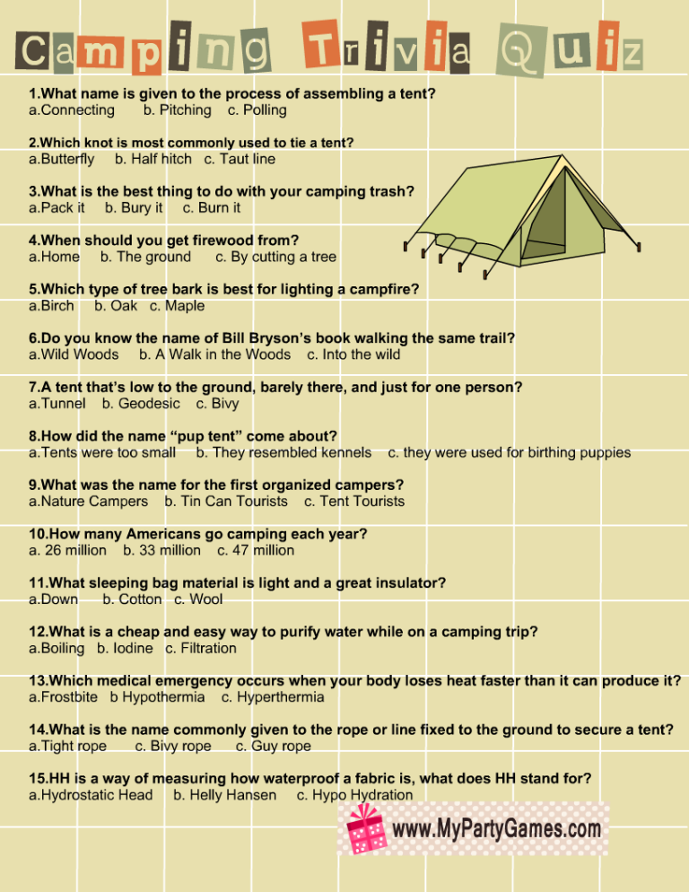 camp trip questions