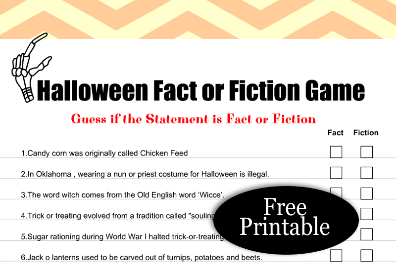 Free Printable Halloween Fact or Fiction Game