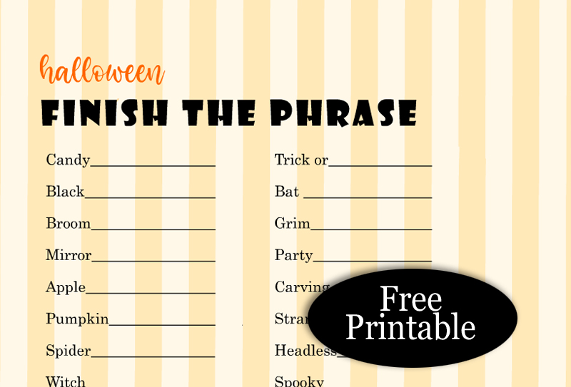 Free Printable Halloween Finish the Phrase Game