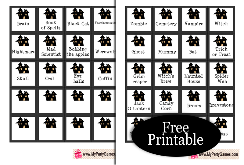 Free Printable Halloween Pictionary Clues