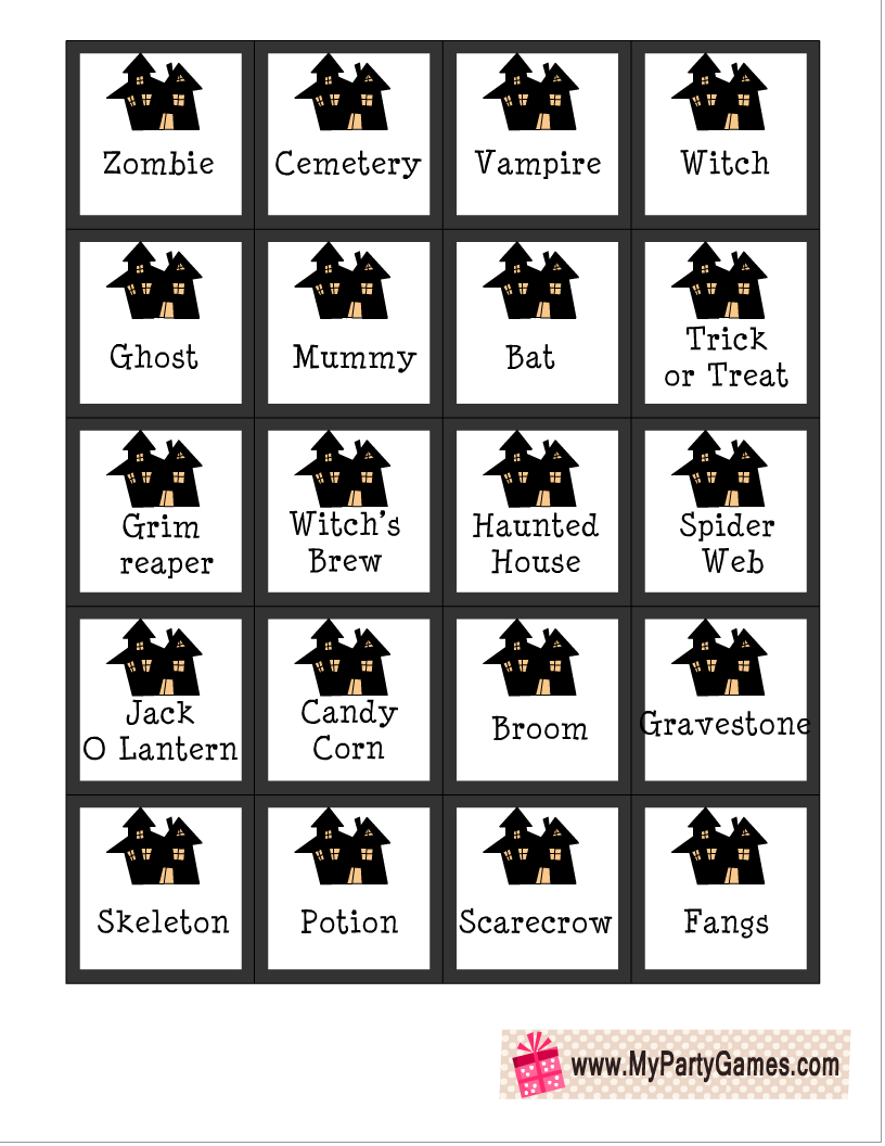32 Free Printable Halloween Pictionary Clues (Cards)