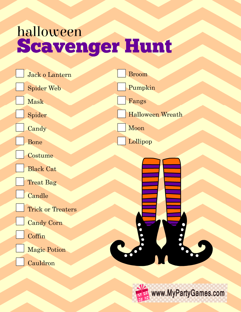 Free Printable Halloween Scavenger Hunt Game