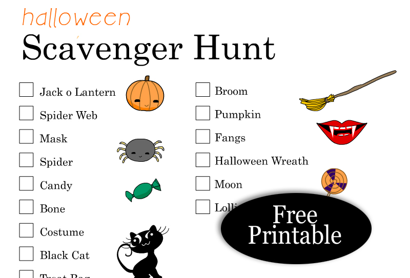 Free Printable Halloween Scavenger Hunt Game for Kids