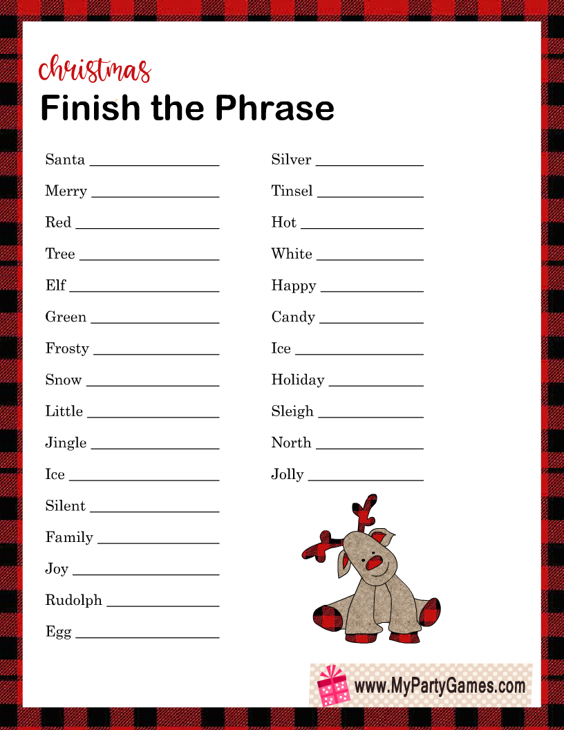 Christmas Finish My Phrase Free Printable - Instant Download - Growing Play