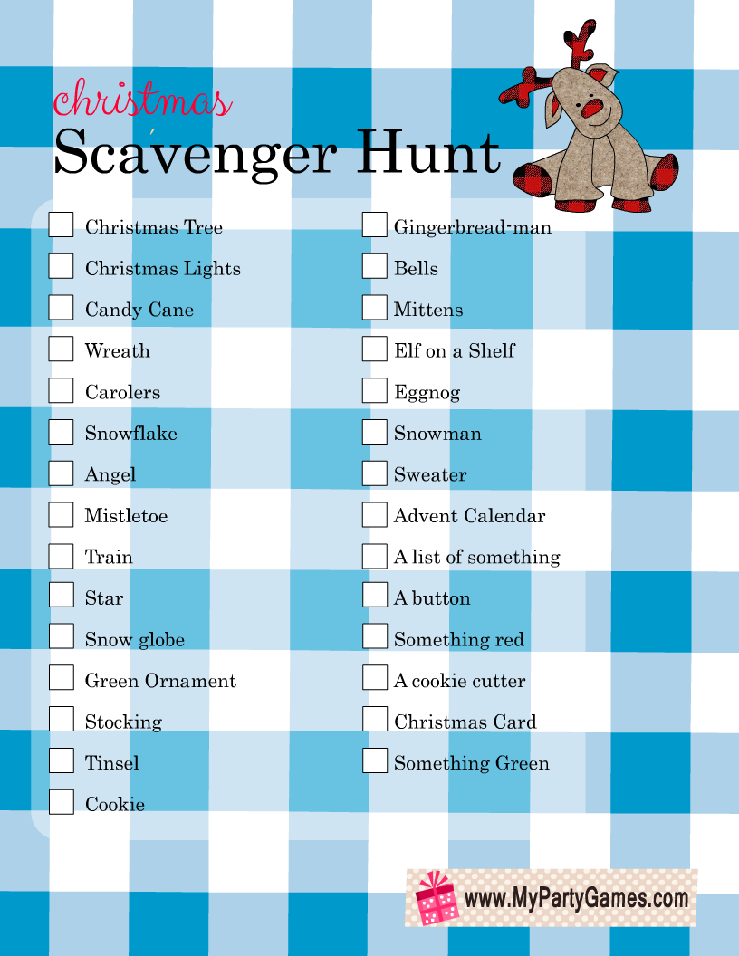 Free Printable Christmas Scavenger Hunt Game for Kids