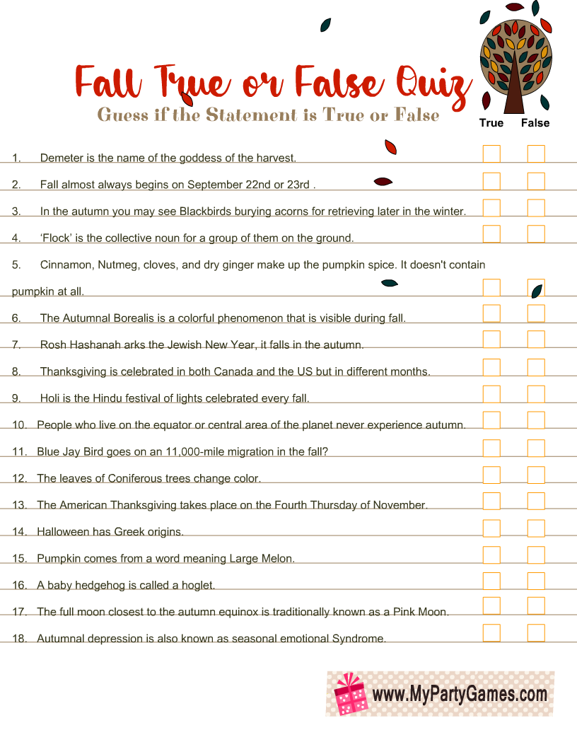 100 best true or false quiz questions