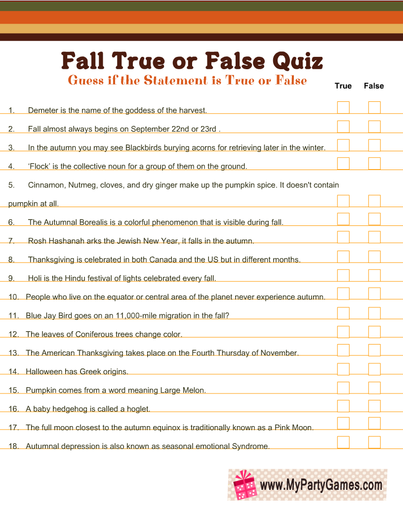 100 best true or false quiz questions