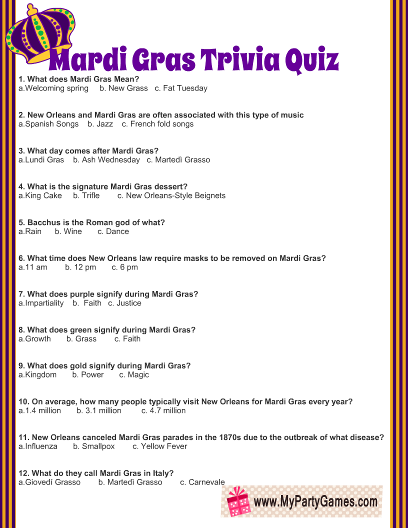 Mardi Gras Trivia Printable - vrogue.co