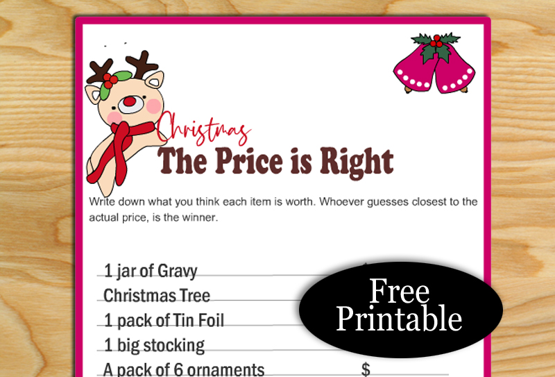 Free Printable Price is Right Christmas Game