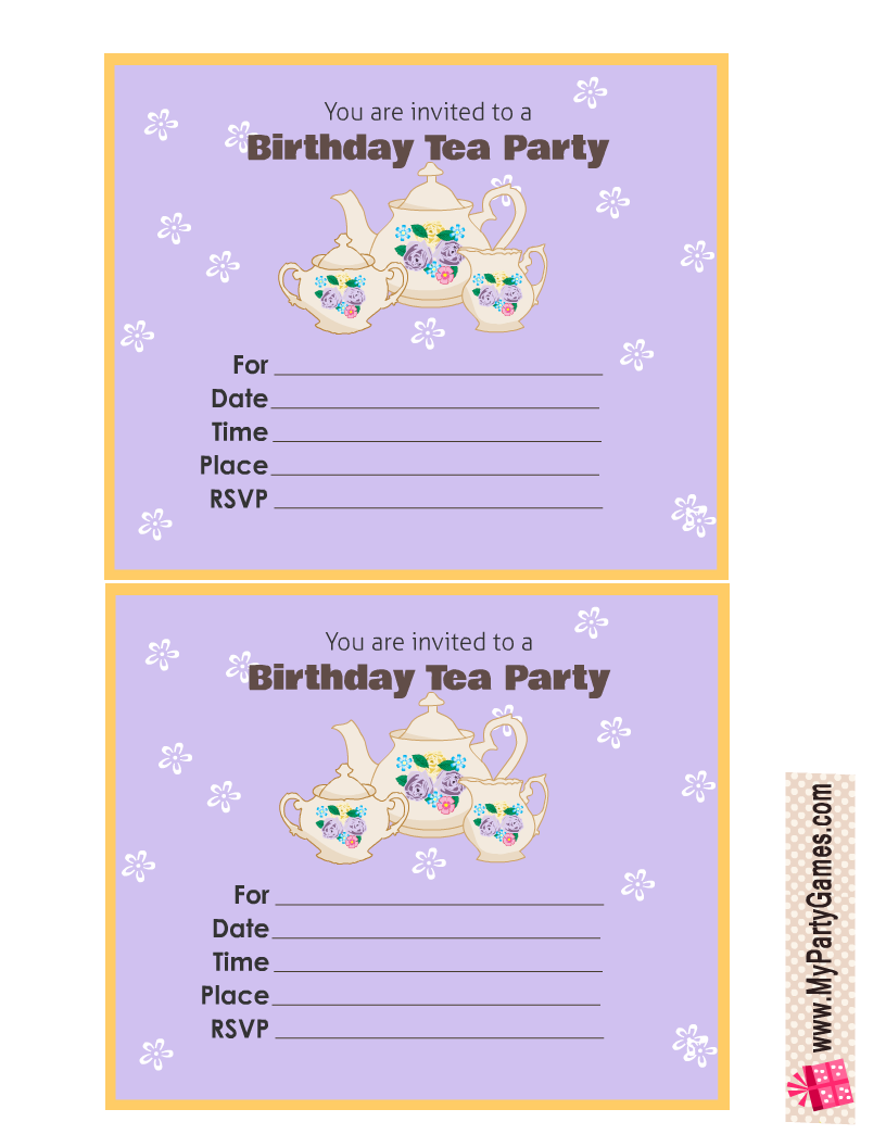 Free Printable Birthday Tea Party Invitations