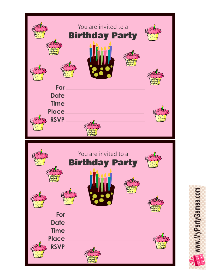 Cake and Cupcakes Birthday Invitations
