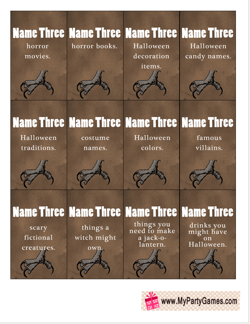 Free Printable 5-Second Halloween Game (36 Cards)