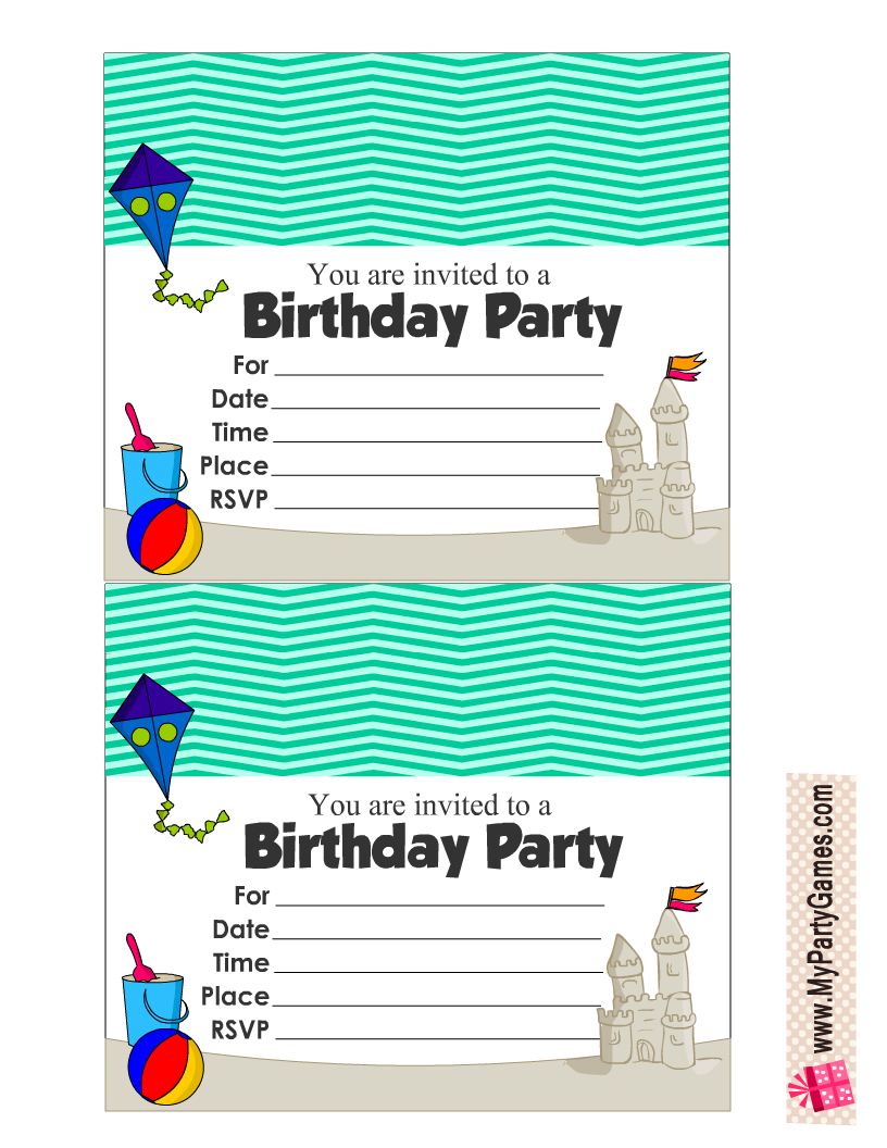 Summer Beach Birthday Party Invitations