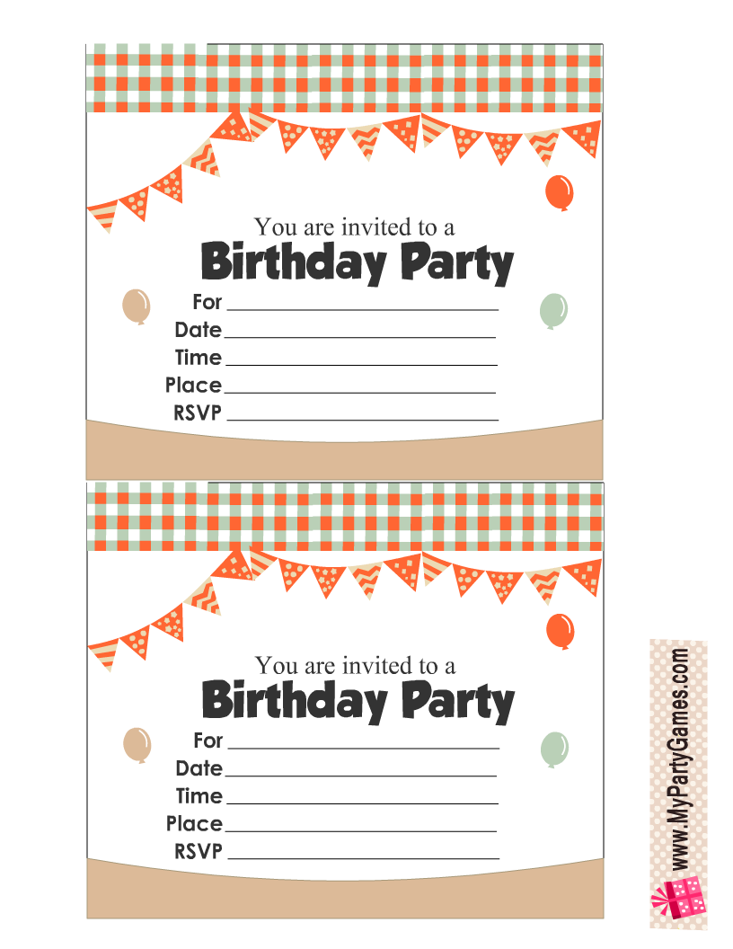 Birthday Party Invitations with Bunting