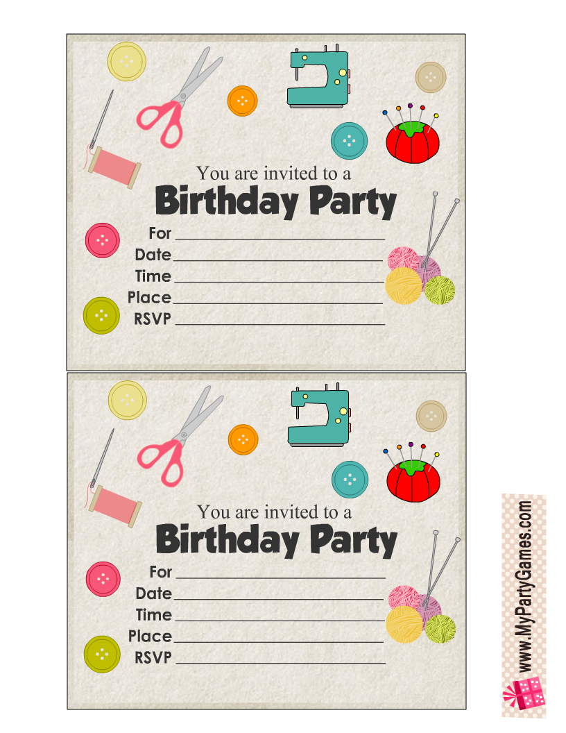 Free Printable Crafts Birthday Party Invitations