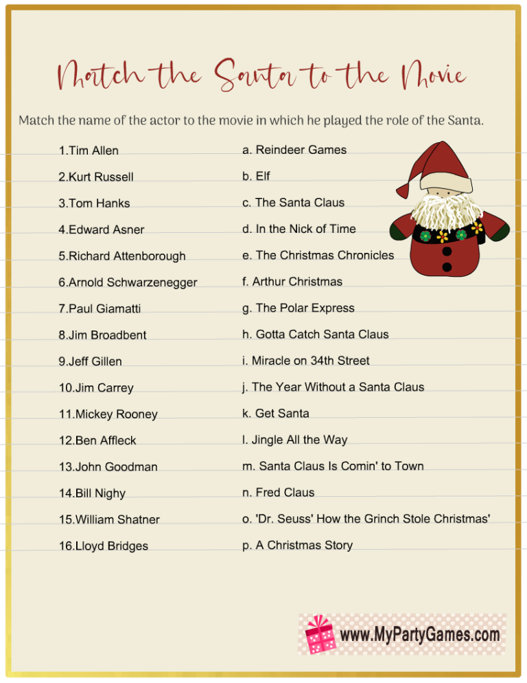 9 Free Printable Christmas Movie Night Games