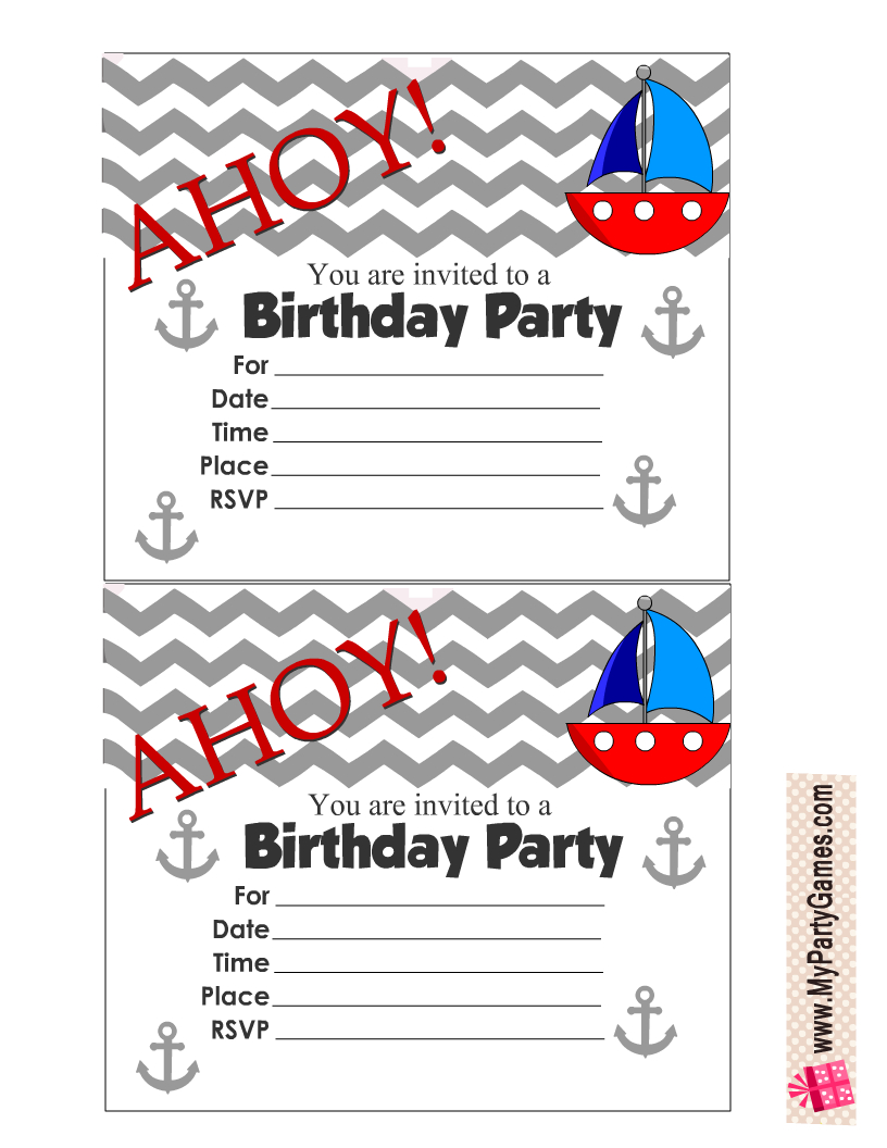 Nautical Birthday Party Invitations in 4 Designs 