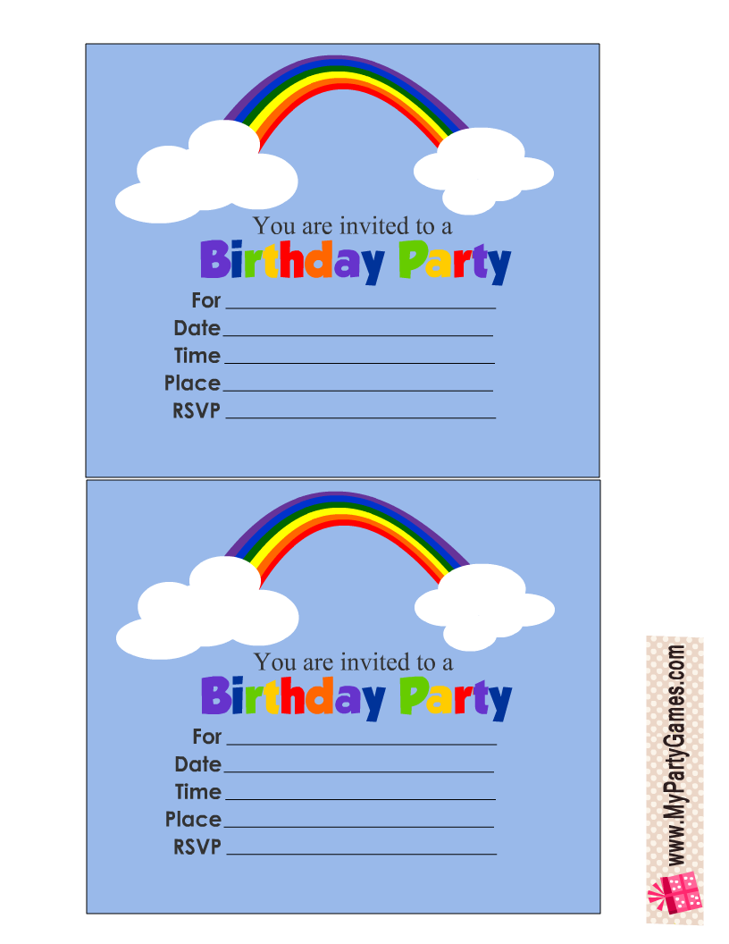 Rainbow Baby Birthday Invitations