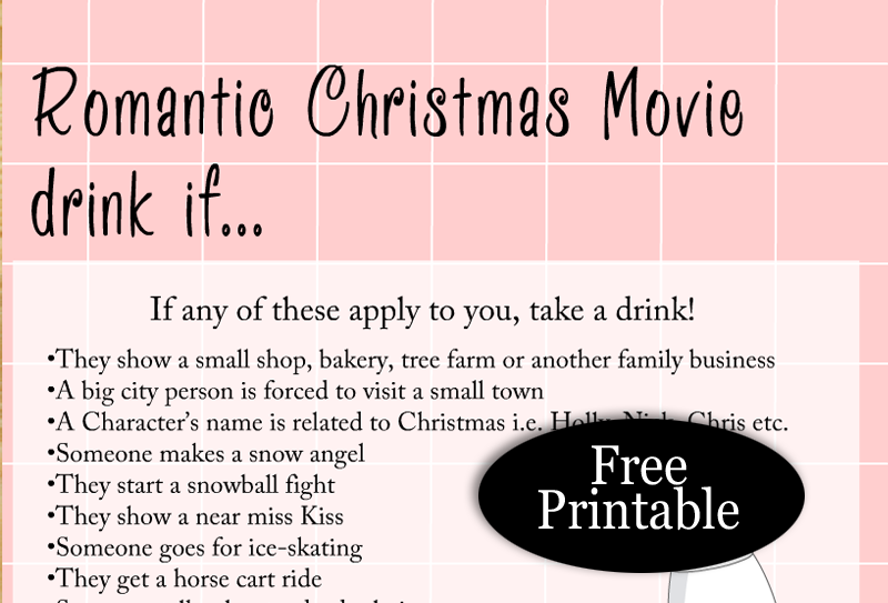 Free Printable Romantic Christmas Movie 'Drink if' Game