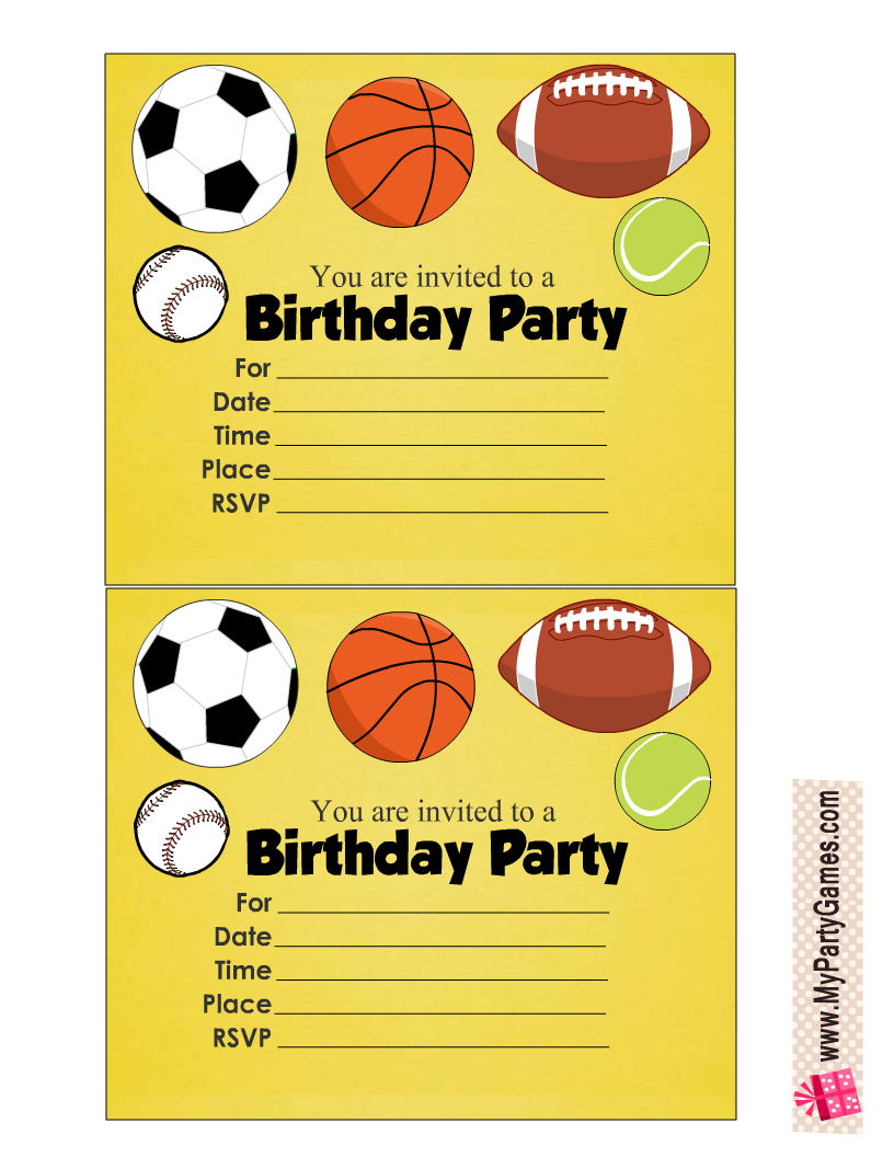 Sports Birthday Invitation Printables