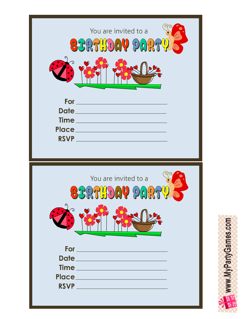Spring Birthday Party Invitations Printables