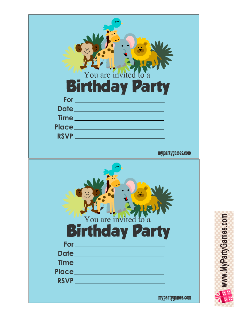 Safari theme Birthday Party invitations 