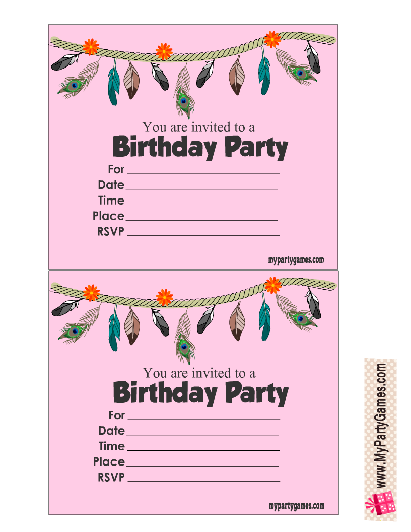 Free Printable Boho Birthday Party Invitations