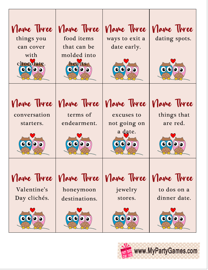 Free Printable Five-Second Valentine's Day Game