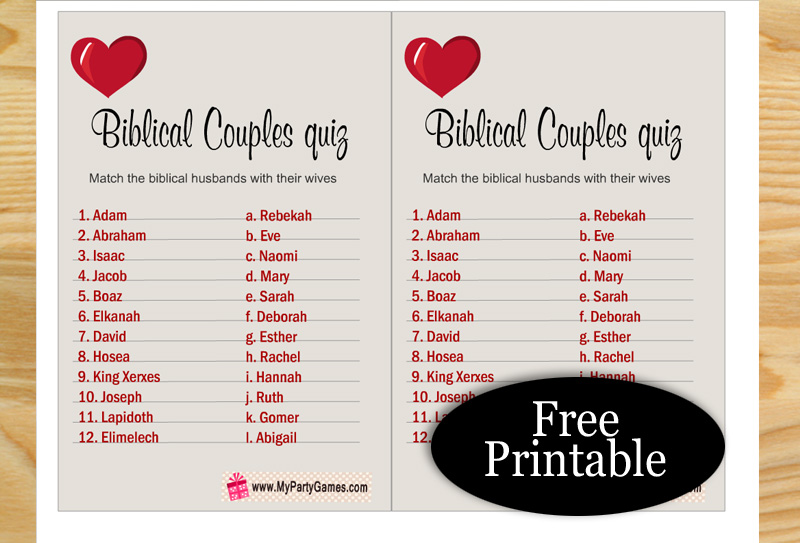 Free Printable Match the Biblical Couple Game