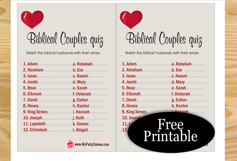 Free Printable Match the Celebrity Couple Game