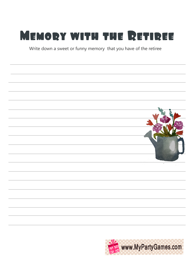 Printable Memory with the Retiree Card