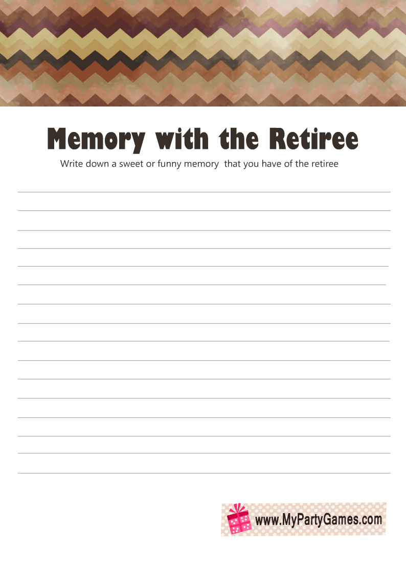 Free Printable Memory with the Retiree Card