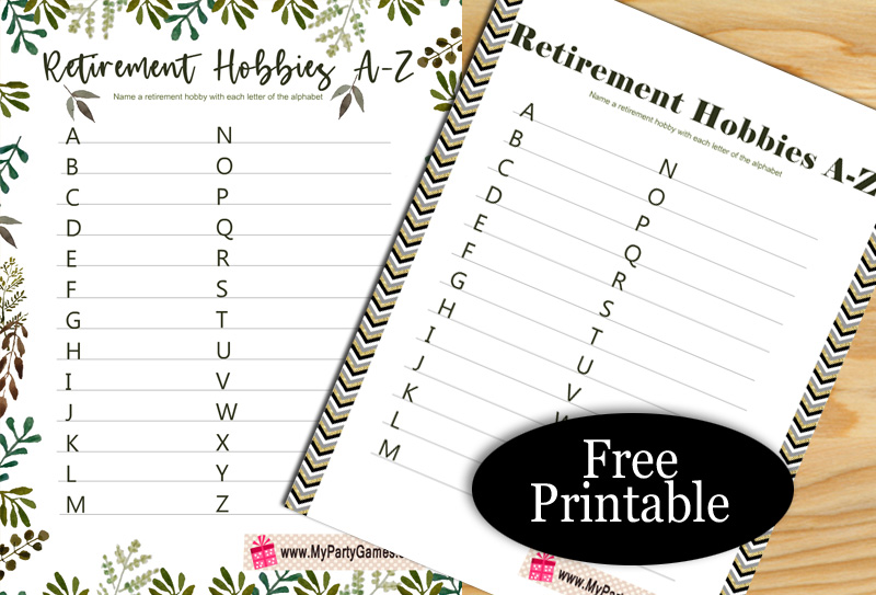 Free Printable Retirement Hobbies A-Z Race Game