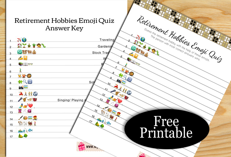 Free Printable Retirement Hobbies Emoji Pictionary Quiz