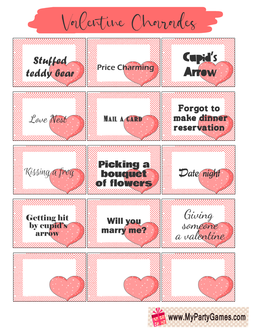 27 Free Printable Valentine's Day Charade Cards 1