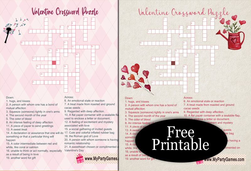 Valentine'S Day Crossword Puzzles - Page 57