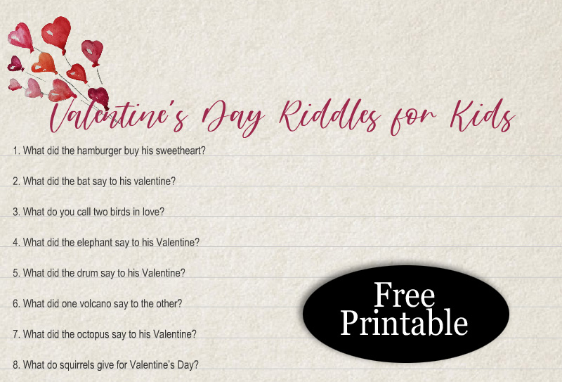 Free Printable Valentine's Day Riddles for Kids