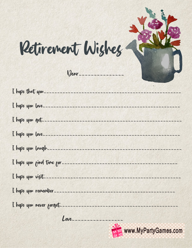 Free Printable Retirement Wishes Game Card