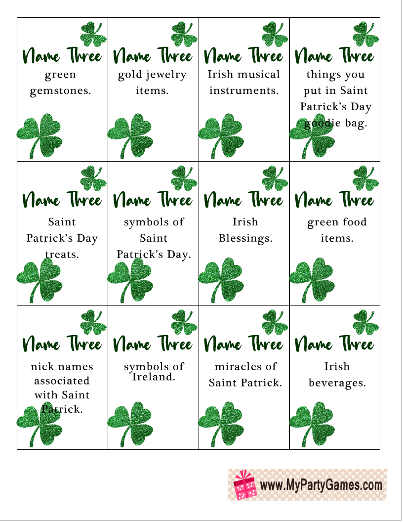 Free Printable Five-Second Saint Patrick's Day Game
