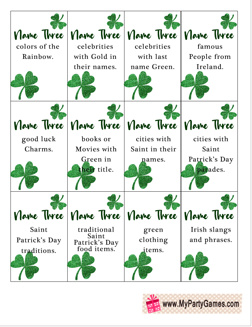 Free Printable Five-Second Saint Patrick's Day Game 1